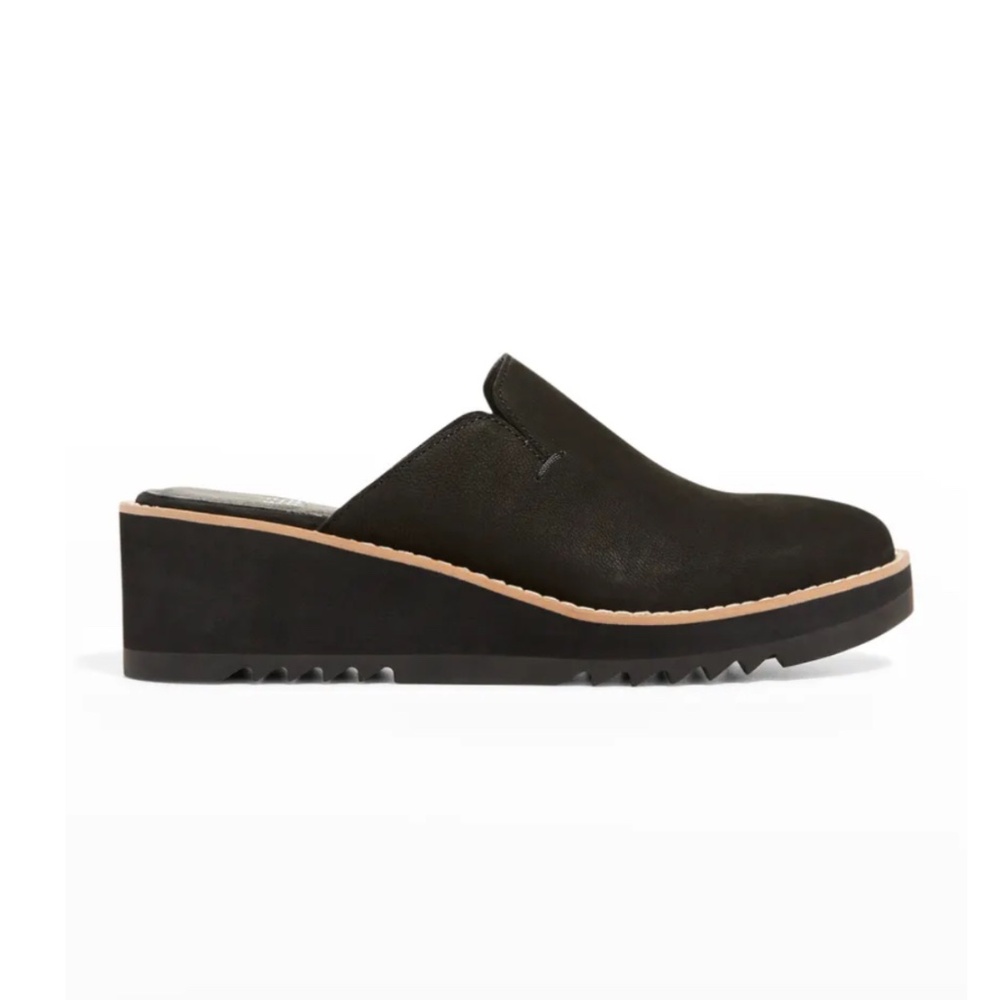 Eileen Fisher Loti Black Nubuck Wedge/Mule Size 8.5